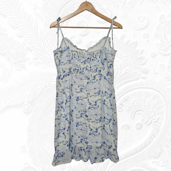 Sugarlips Blue & White Adjustable Spaghetti Strap Ruffle Hem Mini Dress, Medium - Picture 4 of 11